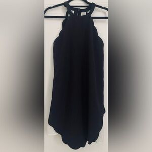 SCALLOPED EDGE BLACK AND WHITE MINI DRESS